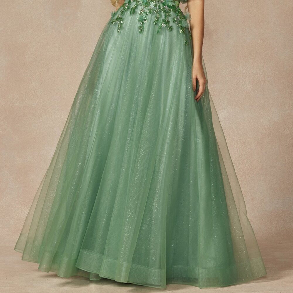 NEW FLOOR LENGTH OFF SHOULDER A-LINE DRESS WITH REMOVABLE PUFF SLEEVES JT 2401 - Picture 8 of 11